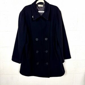 Elisabeth Pea Coat Wool Blend Pockets Lined Nautical Buttons‎ Classic Winter 1X